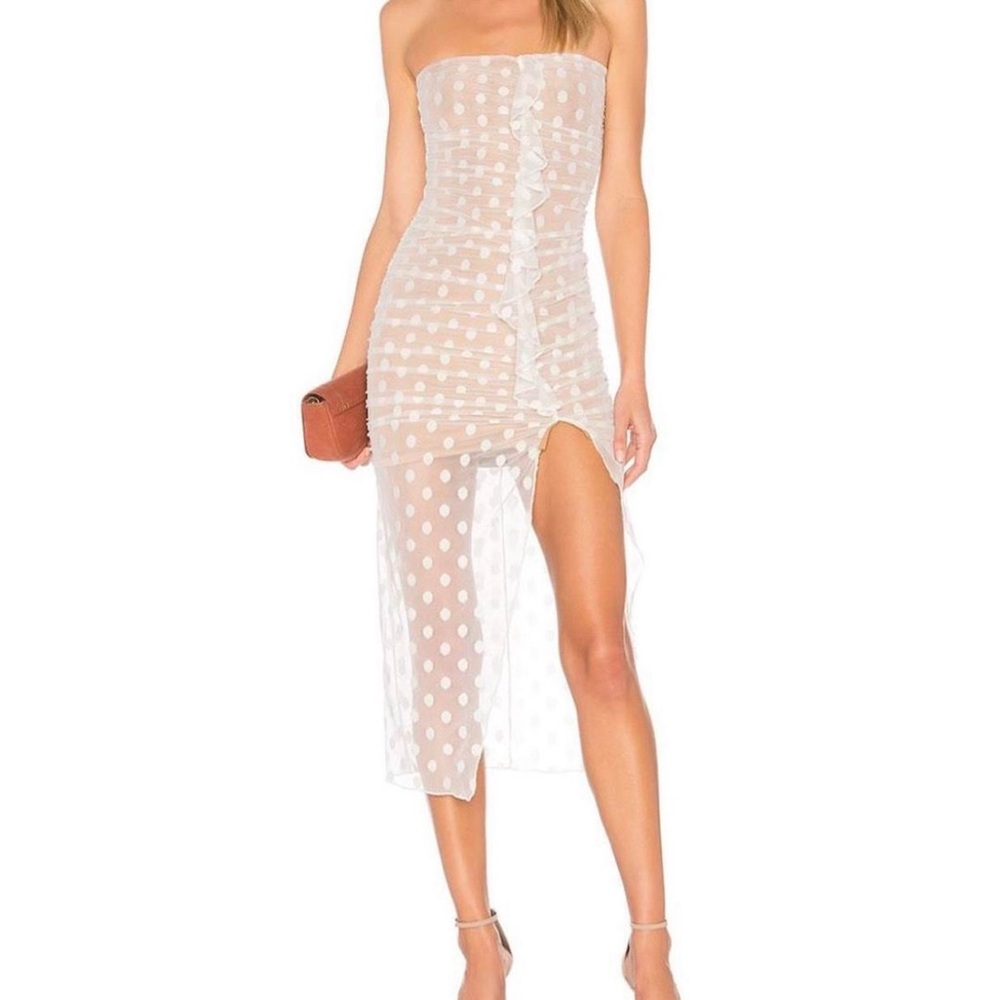 MAJORELLE White Polka Dot Mini Dress